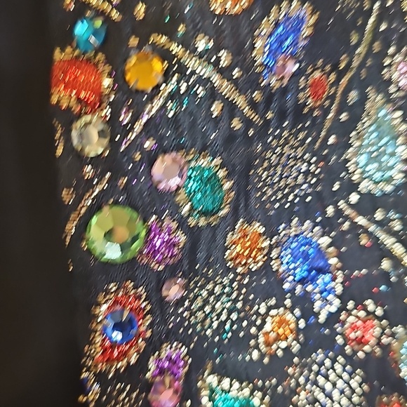 Vintage 80's Glam Women's Partique NY Jeweled Brocade Cropped Blazer Small - Picture 12 of 13